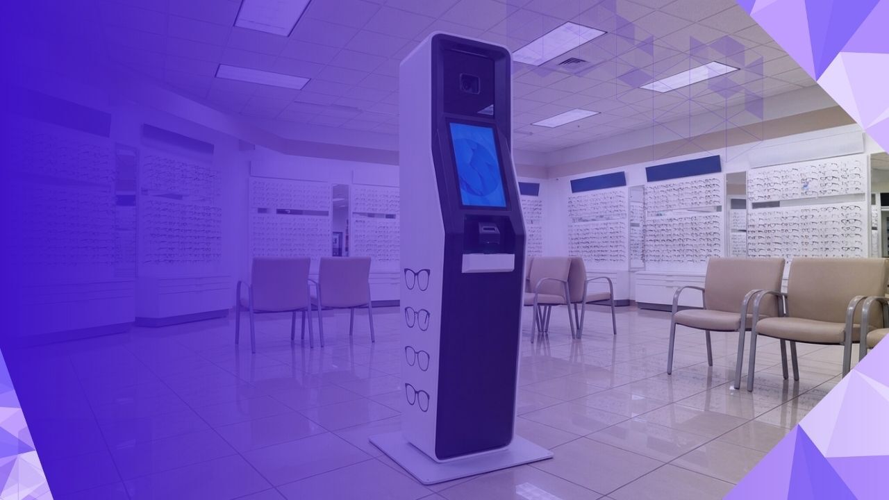Self-service vision testing kiosk in a retail optical department